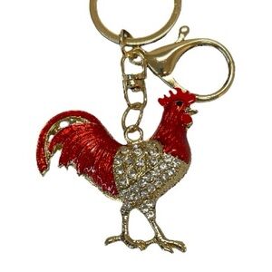 NWT nOir Jewelry Rooster Keychain Red and Gold Rooster Keychain